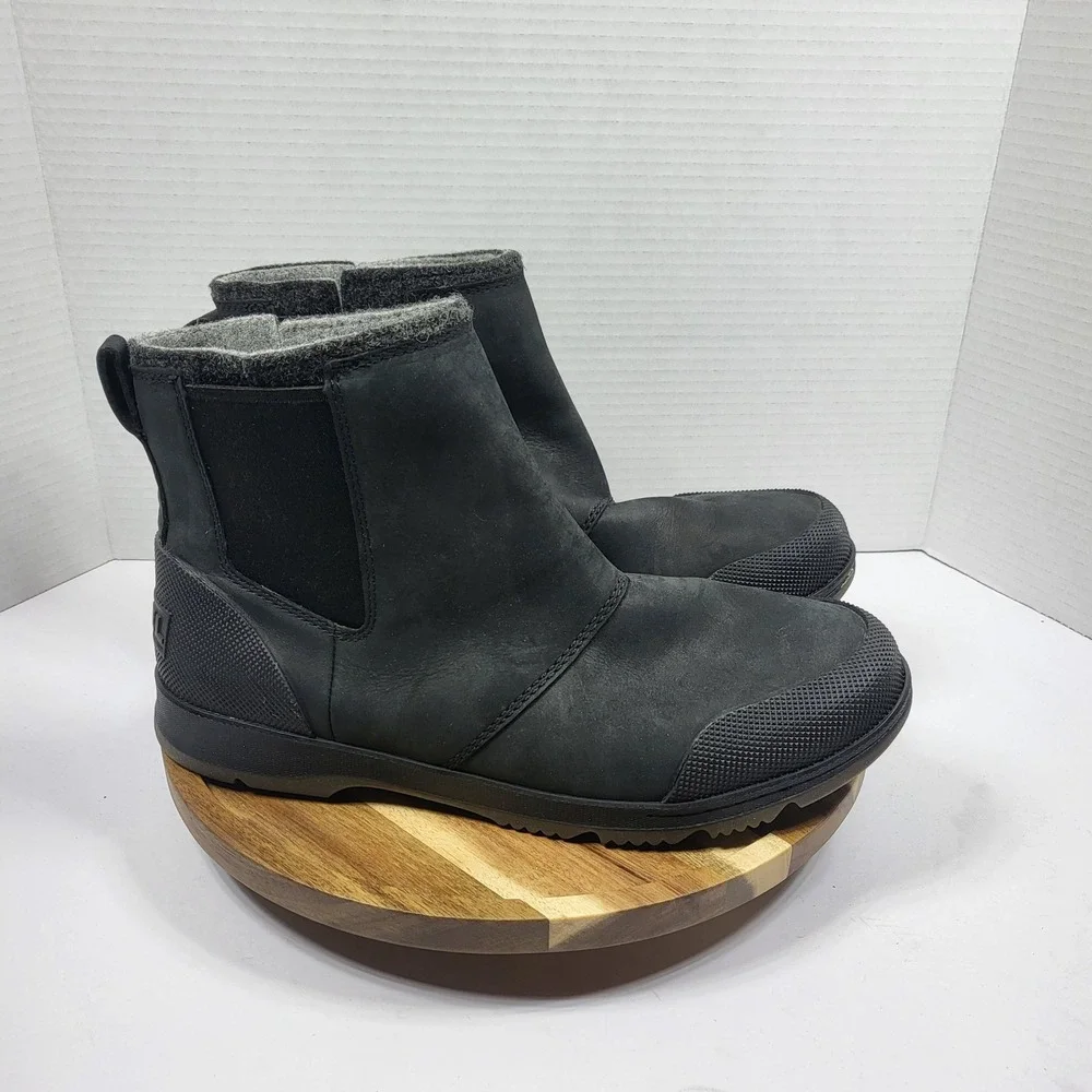 Sorel Mens Explorer Blitz Chelsea Boots Black Waterproof Leather Size 9.5 NM4909